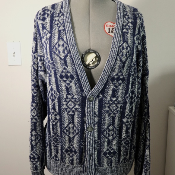 Peter England Blue Geometric Sweater - Picture 1 of 5